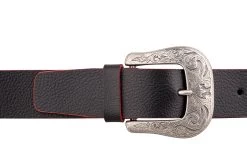 Men’s Western Belt | Black With Red Edges -Belt Shop Mens Western Belt On pants