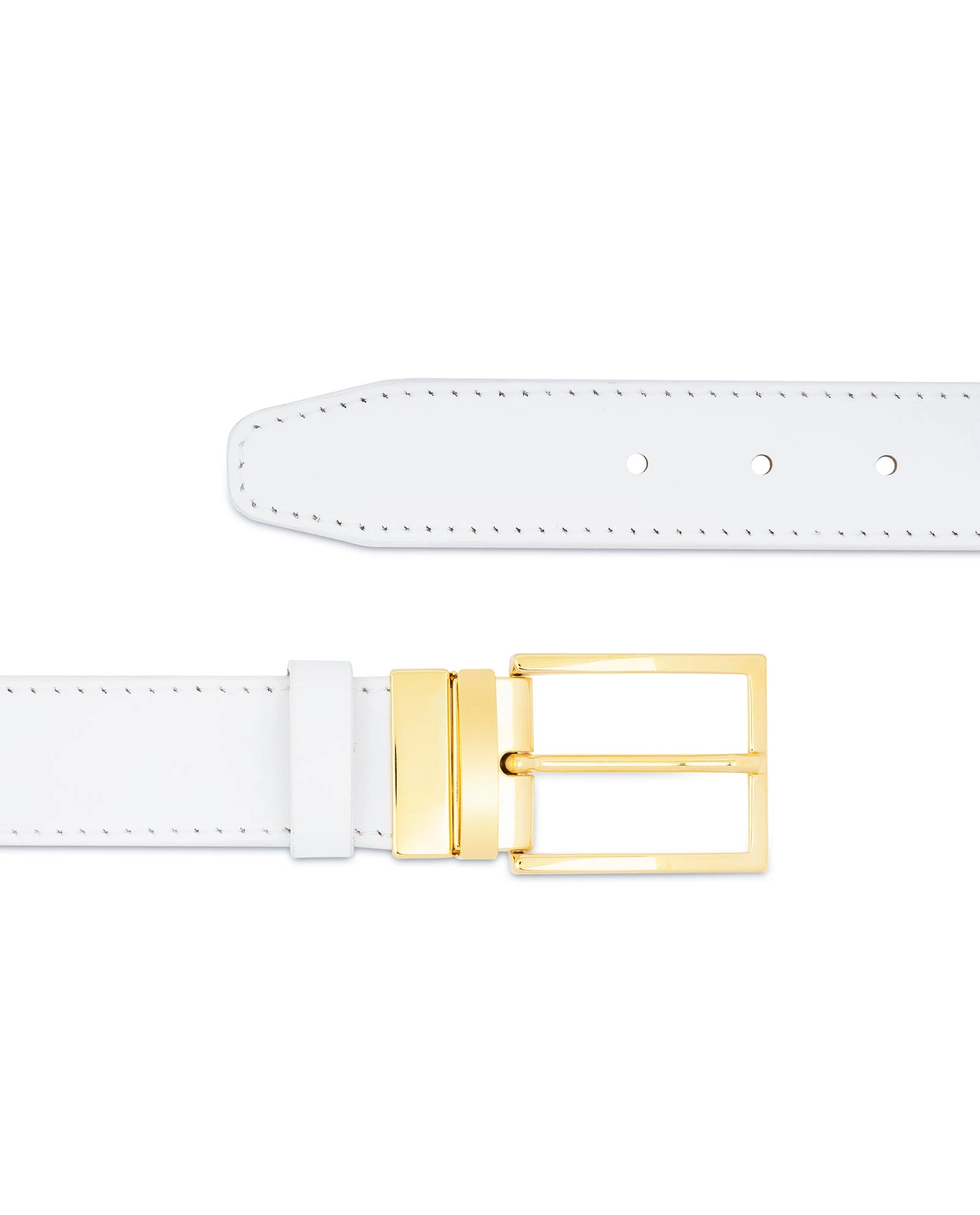 Mens White Belt With Gold Buckle | Genuine Leather 3 Mens White Belt With Gold Buckle | Genuine Leather