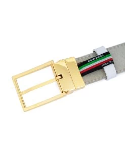 Mens White Belt With Gold Buckle | Genuine Leather 9 Mens White Belt With Gold Buckle | Genuine Leather -Belt Shop Mens White Belt With Gold Buckle Genuine Leather Italian