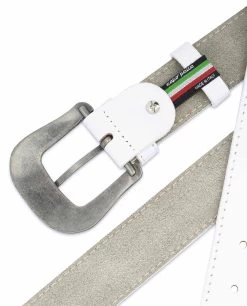 Men’s White Western Belt | Genuine Leather -Belt Shop Mens White Western Belt Genuine Leather Made in Italy