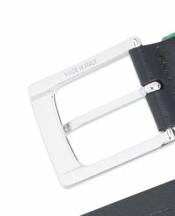 Black Leather Belt With Italy Flag Colors -Belt Shop Mens belts ITALY Flag belt Genuine leather Black smooth Italian gift ideas Buckle made in italy