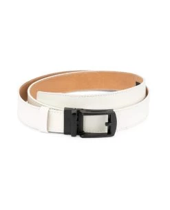 Mens White Golf Belt Ratchet Buckle