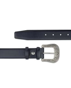 Navy Blue Belt | Mens Western -Belt Shop Navy Blue Belt Mens Western Silver antique buckle
