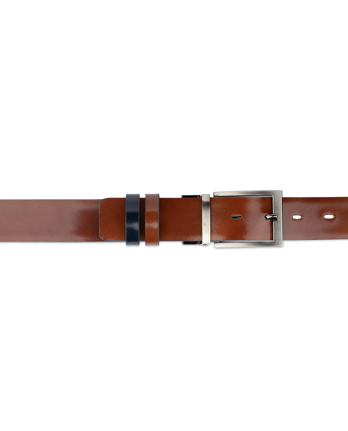 Navy Blue Brown Patent Reversible Belt 4 Navy Blue Brown Patent Reversible Belt - Image 2
