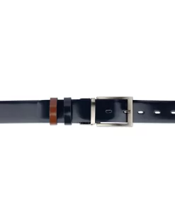 Navy Blue Brown Patent Reversible Belt 11 Navy Blue Brown Patent Reversible Belt -Belt Shop Navy Blue Brown Patent Reversible Belt 3