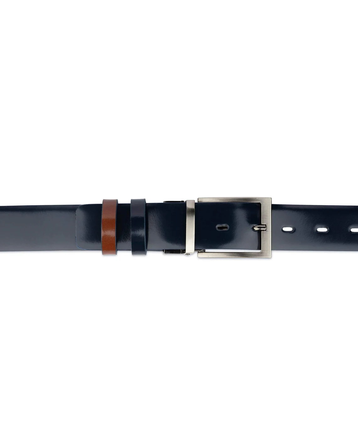 Navy Blue Brown Patent Reversible Belt 5 Navy Blue Brown Patent Reversible Belt - Image 3