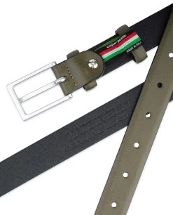 Olive Green Belt | Men’s Thin 1 Inch -Belt Shop Olive Green Belt Mens Thin 1 inch Genuine leather