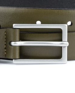 Olive Green Belt | Men’s Thin 1 Inch -Belt Shop Olive Green Belt Mens Thin 1 inch Silver matte buckle