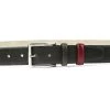 Olive Green Leather Belt With Red