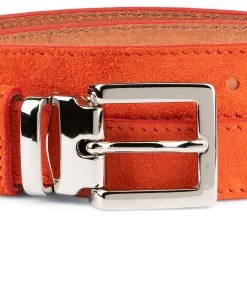 Orange Women’s Belt | Suede Leather 19 Orange Women’s Belt | Suede Leather -Belt Shop Orange Womens Belt Suede Leather Square buckle