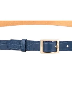 Porosus Emboss Blue Skinny Belt