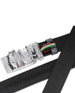 Ratchet Buckle Belt For Men In Gray Leather -Belt Shop Ratchet Buckle Belt for Men in Gray Leather 6 1