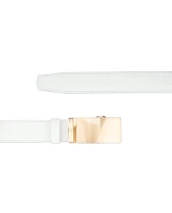 Ratchet Mens White Belt Gold Buckle -Belt Shop Ratchet Mens white belt gold buckle AUGD35WTCW 2
