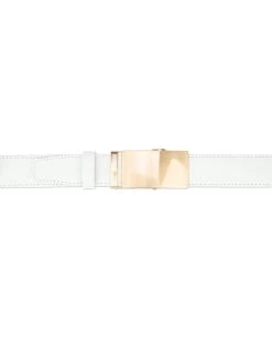 Ratchet Mens White Belt Gold Buckle -Belt Shop Ratchet Mens white belt gold buckle AUGD35WTCW 3