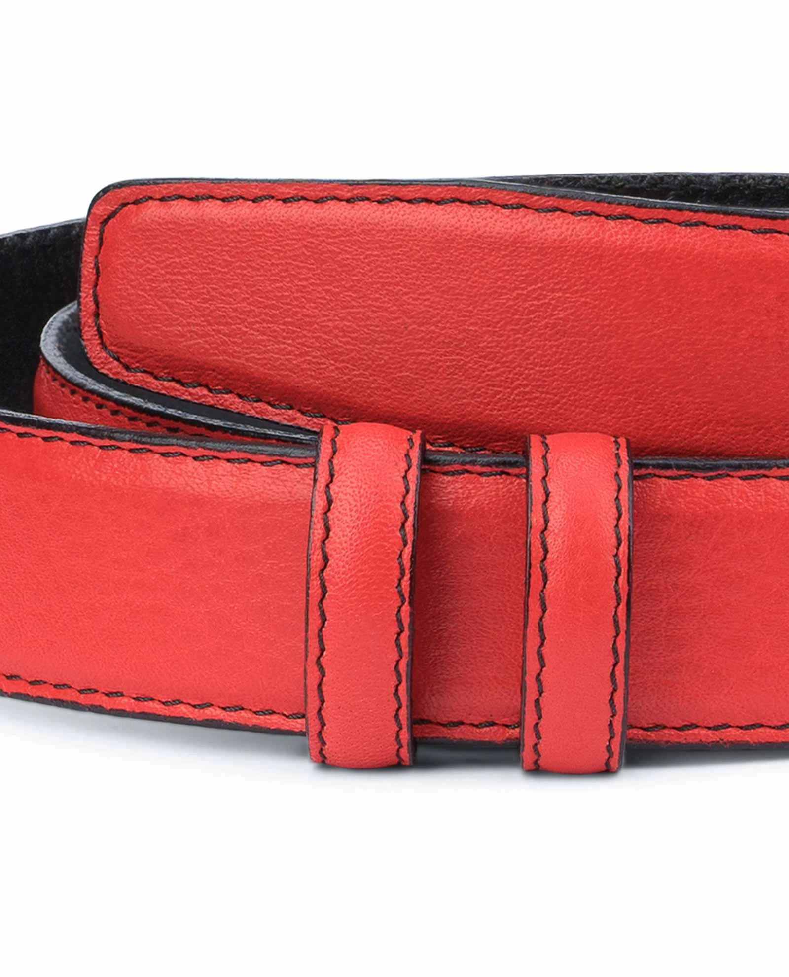 Red Belt With No Buckle | Soft Italian Leather 4 Red Belt With No Buckle | Soft Italian Leather - Image 2