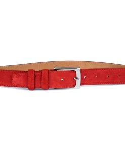 Red Suede Belt By Capo Pelle -Belt Shop Red Suede Belt by Capo Pelle On pants