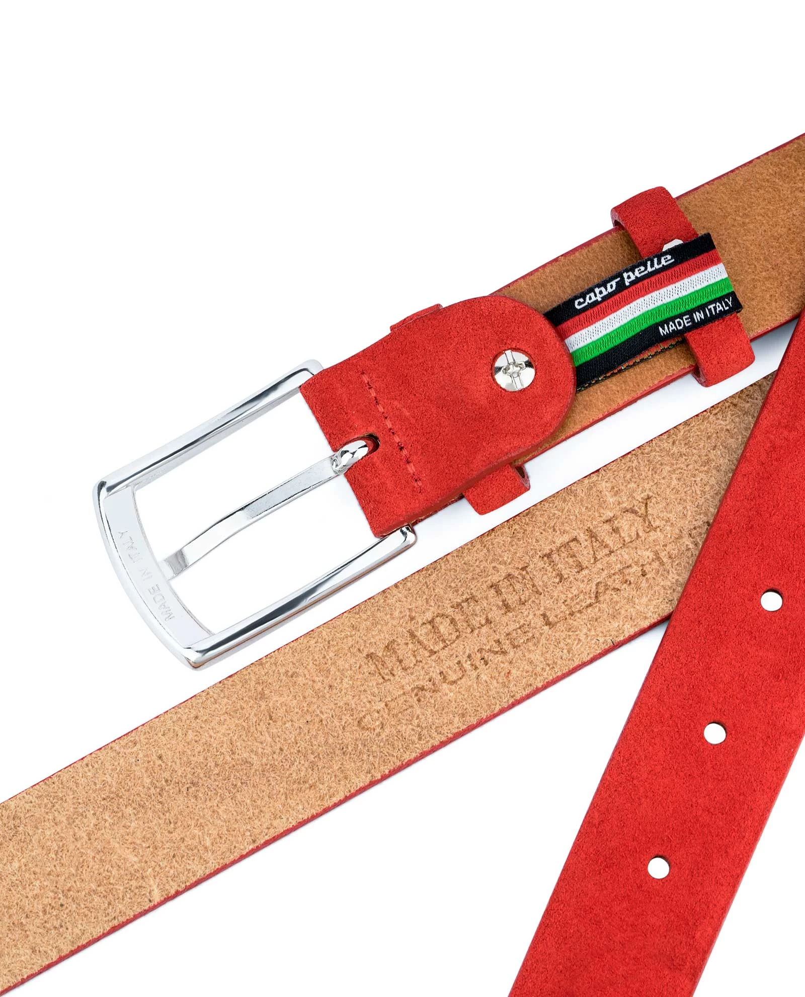 Red Suede Leather Belt 1-1/8 Inch 3 Red Suede Leather Belt 1-1/8 Inch