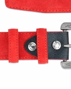Red Western Belt | Italian Suede Leather 13 Red Western Belt | Italian Suede Leather -Belt Shop Red Western Belt Italian Suede Leather Belt loops