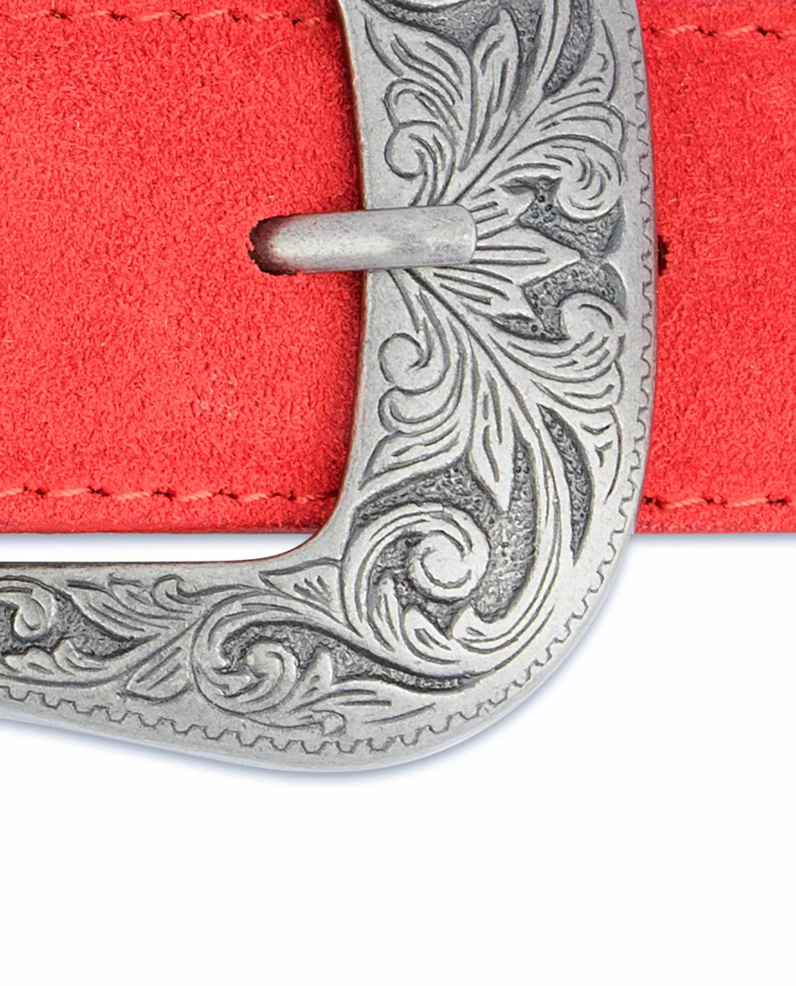 Red Western Belt | Italian Suede Leather 7 Red Western Belt | Italian Suede Leather - Image 5