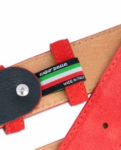 Red Western Belt | Italian Suede Leather 21 Red Western Belt | Italian Suede Leather -Belt Shop Red Western Belt Italian Suede Leather Loop holder