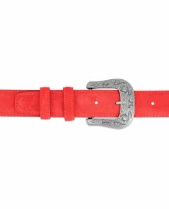 Red Western Belt | Italian Suede Leather 19 Red Western Belt | Italian Suede Leather -Belt Shop Red Western Belt Italian Suede Leather On jeans