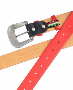 Red Western Belt Mens | Veg Tan Leather -Belt Shop Red Western Belt Mens Veg Tan Leather Genuine