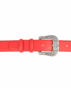 Red Western Belt Mens | Veg Tan Leather -Belt Shop Red Western Belt Mens Veg Tan Leather On pants