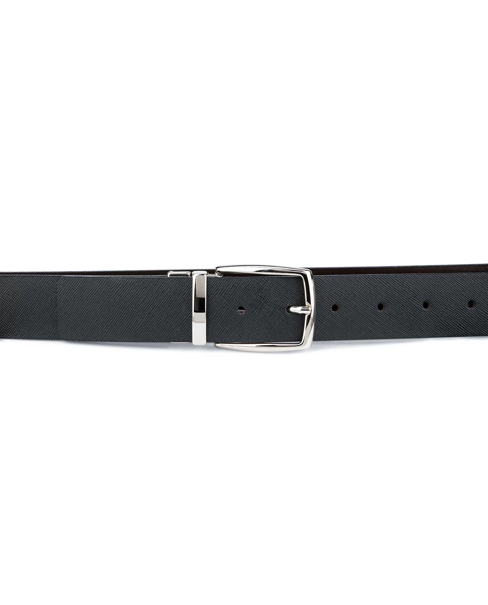 Reversible Black Brown Saffiano Leather Belt 4 Reversible Black Brown Saffiano Leather Belt - Image 2
