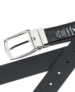 Reversible Black Brown Saffiano Leather Belt 11 Reversible Black Brown Saffiano Leather Belt -Belt Shop Reversible Black Brown Saffiano Leather Belt Reverse side