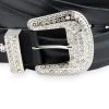 Rhinestone Buckle Belt Cowgirl | Black Full Grain Leather