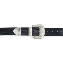 Rhinestone Buckle Belt Cowgirl | Black Full Grain Leather -Belt Shop Rhinestone Buckle Belt Cowgirl Black Full Grain Leather 7