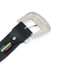 Rhinestone Buckle Belt Cowgirl | Black Full Grain Leather -Belt Shop Rhinestone Buckle Belt Cowgirl Black Full Grain Leather 8