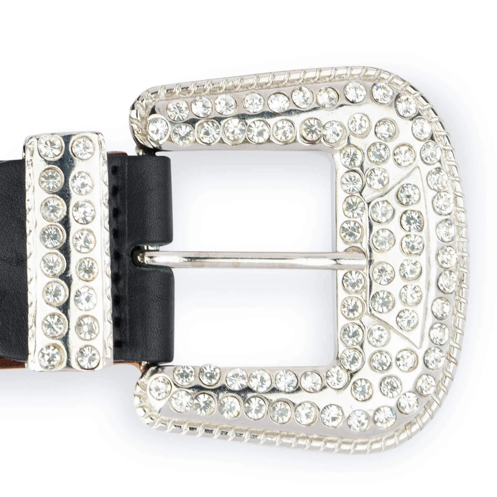 Rhinestone Buckle Belt Cowgirl | Brown Full Grain Leather 5 Rhinestone Buckle Belt Cowgirl | Brown Full Grain Leather - Image 3