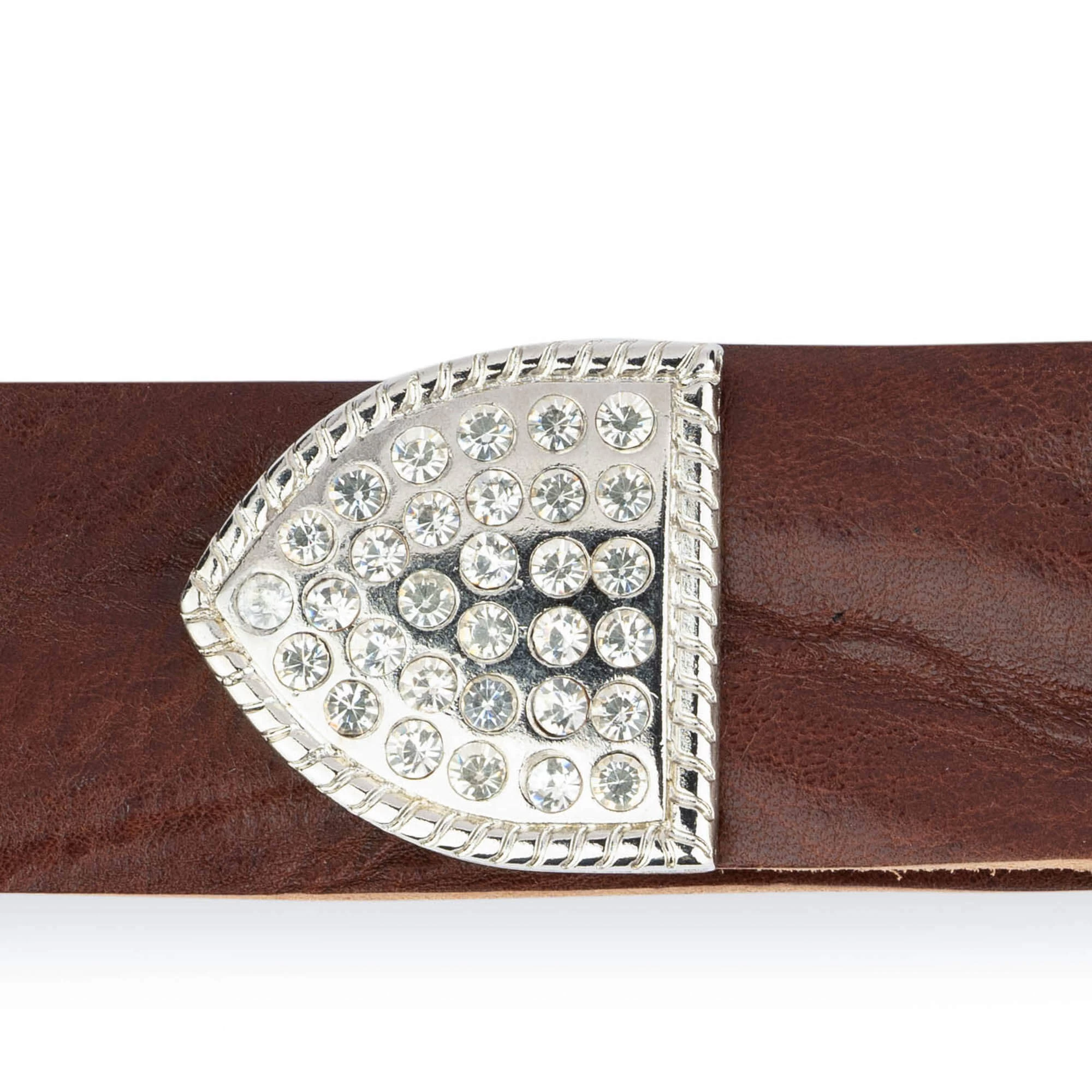 Rhinestone Buckle Belt Cowgirl | Brown Full Grain Leather 7 Rhinestone Buckle Belt Cowgirl | Brown Full Grain Leather - Image 5