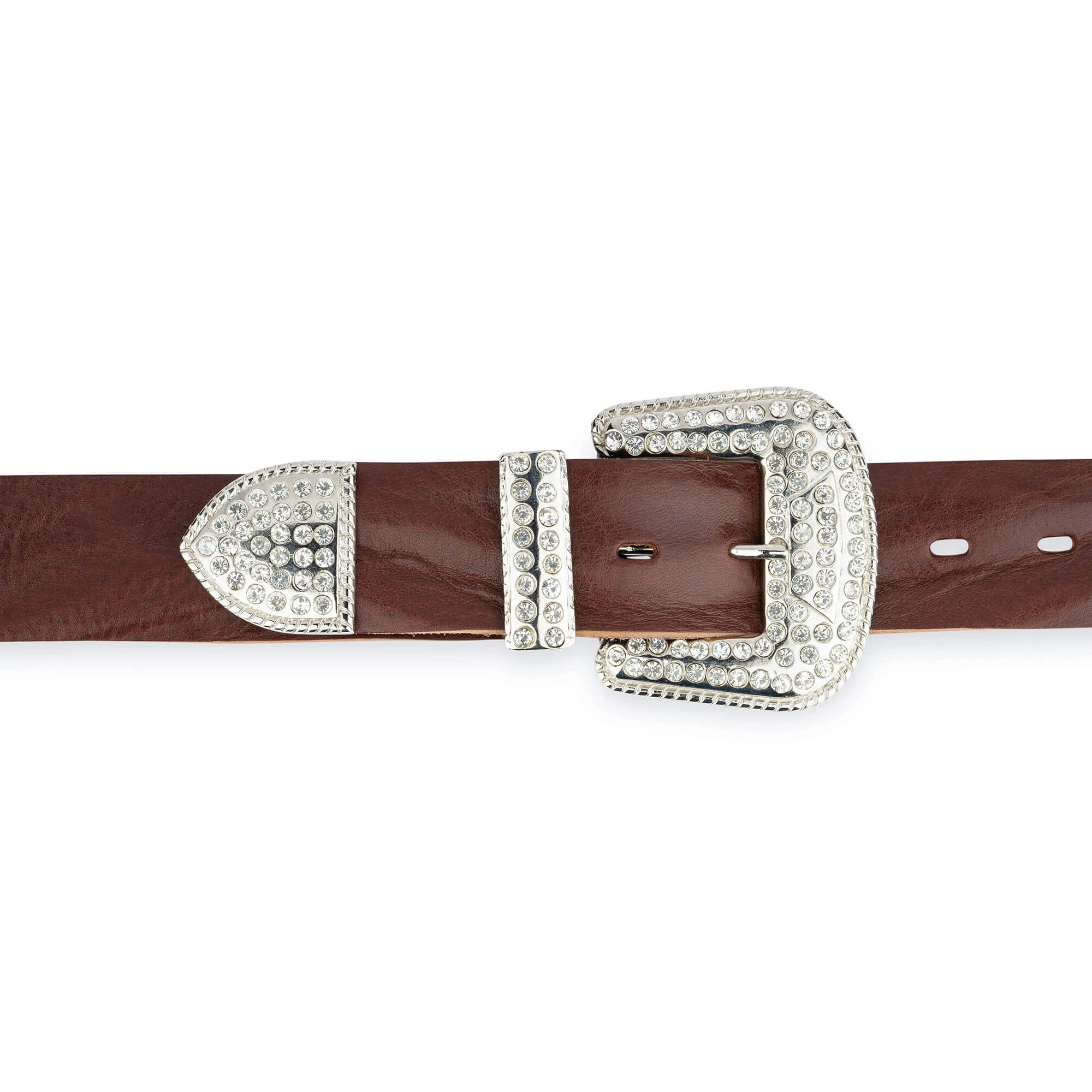 Rhinestone Buckle Belt Cowgirl | Brown Full Grain Leather 9 Rhinestone Buckle Belt Cowgirl | Brown Full Grain Leather - Image 7
