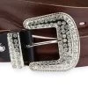 Rhinestone Buckle Belt For Big And Tall | Brown Full Grain Leather -Belt Shop Rhinestone Buckle Belt For Big And Tall Brown Full Grain Leather 2