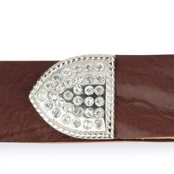 Rhinestone Buckle Belt For Big And Tall | Brown Full Grain Leather -Belt Shop Rhinestone Buckle Belt For Big And Tall Brown Full Grain Leather 6
