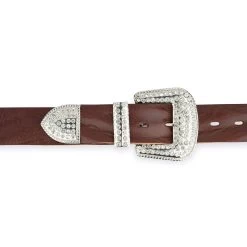 Rhinestone Buckle Belt For Big And Tall | Brown Full Grain Leather -Belt Shop Rhinestone Buckle Belt For Big And Tall Brown Full Grain Leather 8