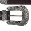 Rhinestone Western Belt – Brown Suede Leather