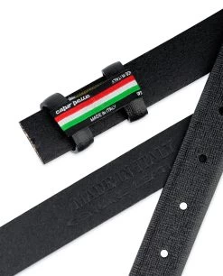 Saffiano Belt For Buckles | Black 1 Inch -Belt Shop Saffiano Belt for Buckles Black 1 inch Genuine Leather