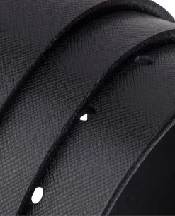 Saffiano Thick Leather Belt -Belt Shop Saffiano Thick Leather Belt Rolled strap