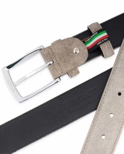Taupe Suede Belt -Belt Shop Taupe Suede Belt Mens Womens For jeans Made in Italy