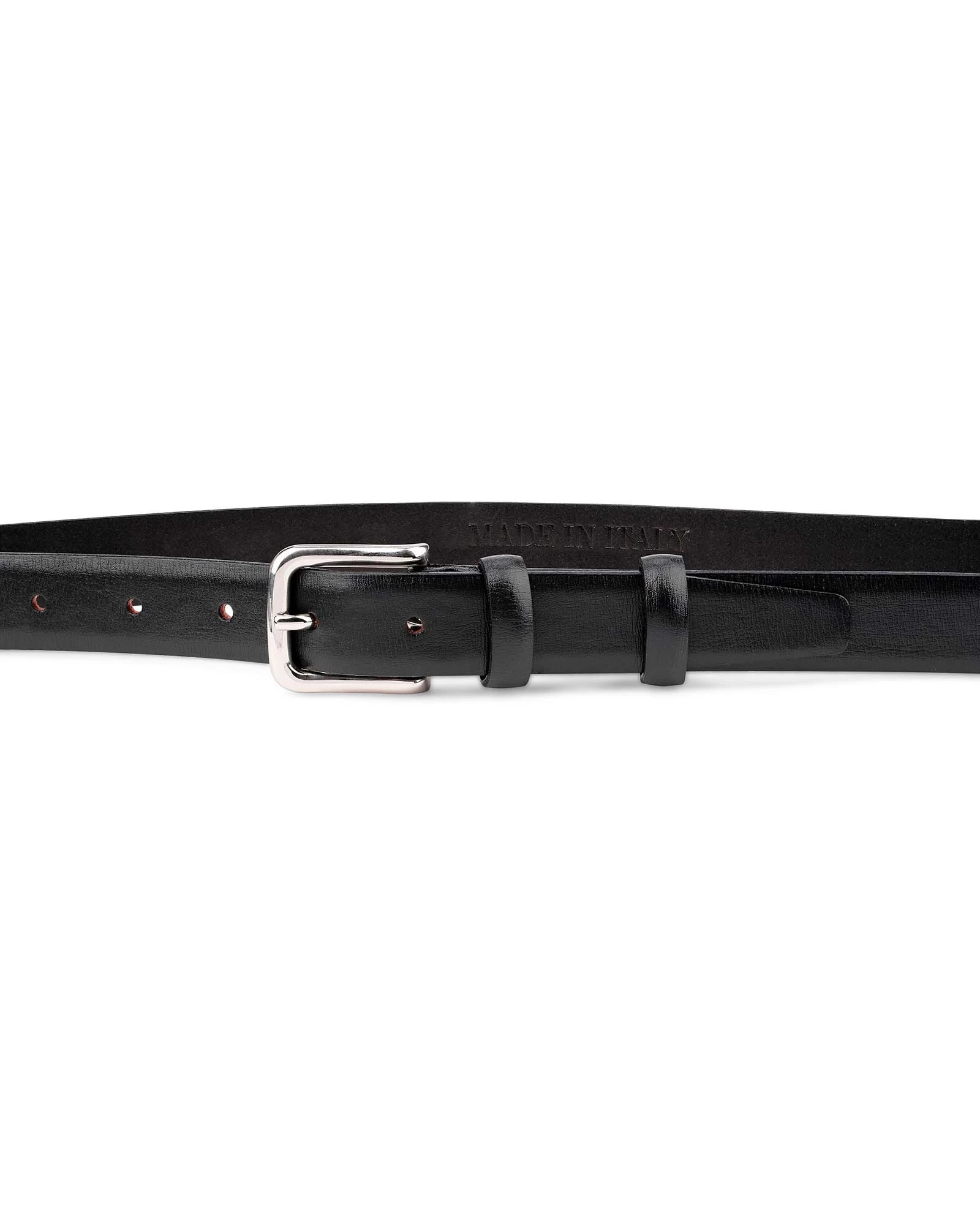 Thin Leather Belt Smooth Black 1 Inch Wide 5 Thin Leather Belt Smooth Black 1 Inch Wide - Image 3
