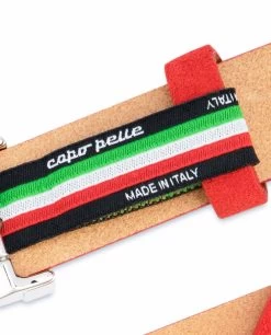 Thin Red Suede Belt | Womens 1 Inch -Belt Shop Thin Red Suede Belt Womens 1 inch Woven tag