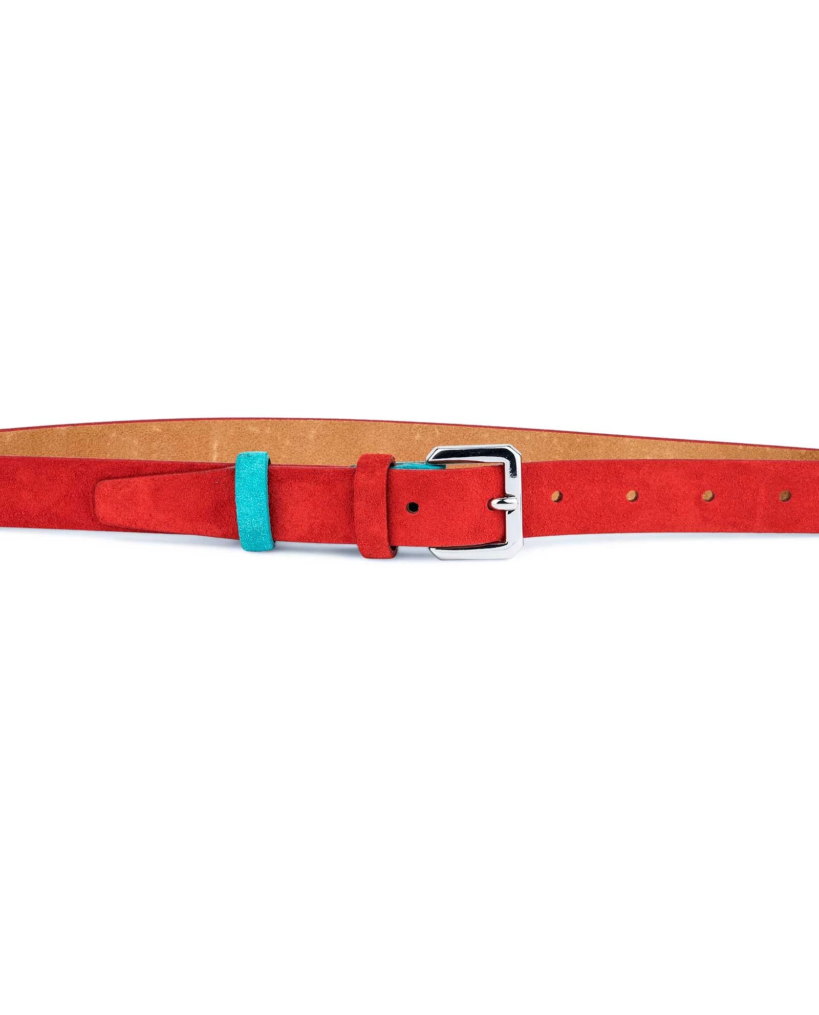 Thin Red Suede Belt With Turquoise 4 Thin Red Suede Belt With Turquoise - Image 2