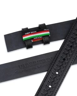 Tooled Leather Belt Strap No Buckle | Black Full Grain -Belt Shop Tooled Leather Belt Strap no Buckle Black Full Grain 3