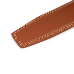 Vegan Brown Belt With Gold Automatic Buckle -Belt Shop Vegan Tan Brown Belt Strap Replacement 35 Mm 7 5