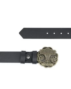 Viking Leather Belt Bronze Thors Buckle -Belt Shop Viking Leather Belt Bronze Thors Buckle 3