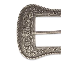 Black Leather Wide Western Belts With Floral Buckle -Belt Shop WEBC38ANSI 4 5