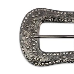 Western Brown Belt With Black Crystal Buckle 23 Western Brown Belt With Black Crystal Buckle -Belt Shop WEBL34SET3 3 9